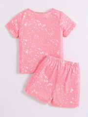 2pcs Toddler Girls Tie Dye Bow Figure Graphic T Shirts & Shorts Set