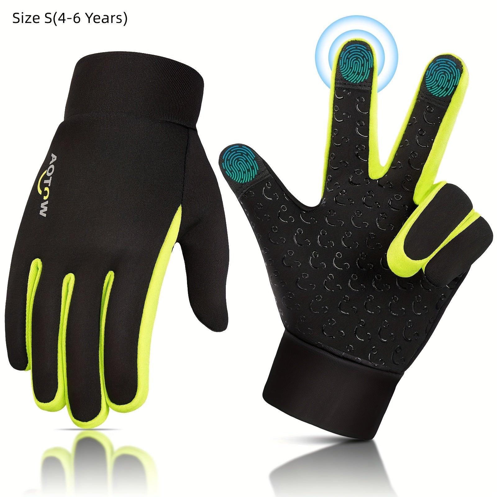 Kids Winter Touch Screen Sports Gloves, Non-slip, Warm, Outdoor