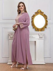 Abaya Dress Women's Plus Leaf Print Long Sleeve Maxi Jalabiya
