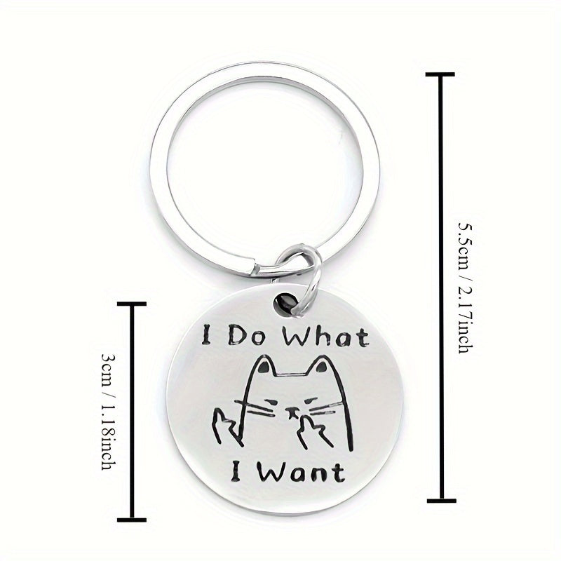 Kitten Pattern Stainless Steel Keychain Keyring Car Key Charm Pendant