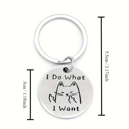 Kitten Pattern Stainless Steel Keychain Keyring Car Key Charm Pendant