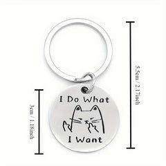 Kitten Pattern Stainless Steel Keychain Keyring Car Key Charm Pendant