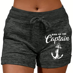 Anchor Print Drawstring Shorts Women's Casual Shorts