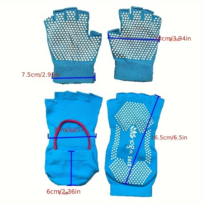 Yoga Socks & Gloves Set Non-slip Breathable Toeless Half Finger Sports