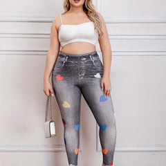 Heart Denim High Rise Leggings