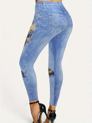 Sun & Moon Denim Print Leggings