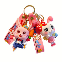 Cartoon Rabbit Keychain School Bag Ornament Car Key Chain Men Boys