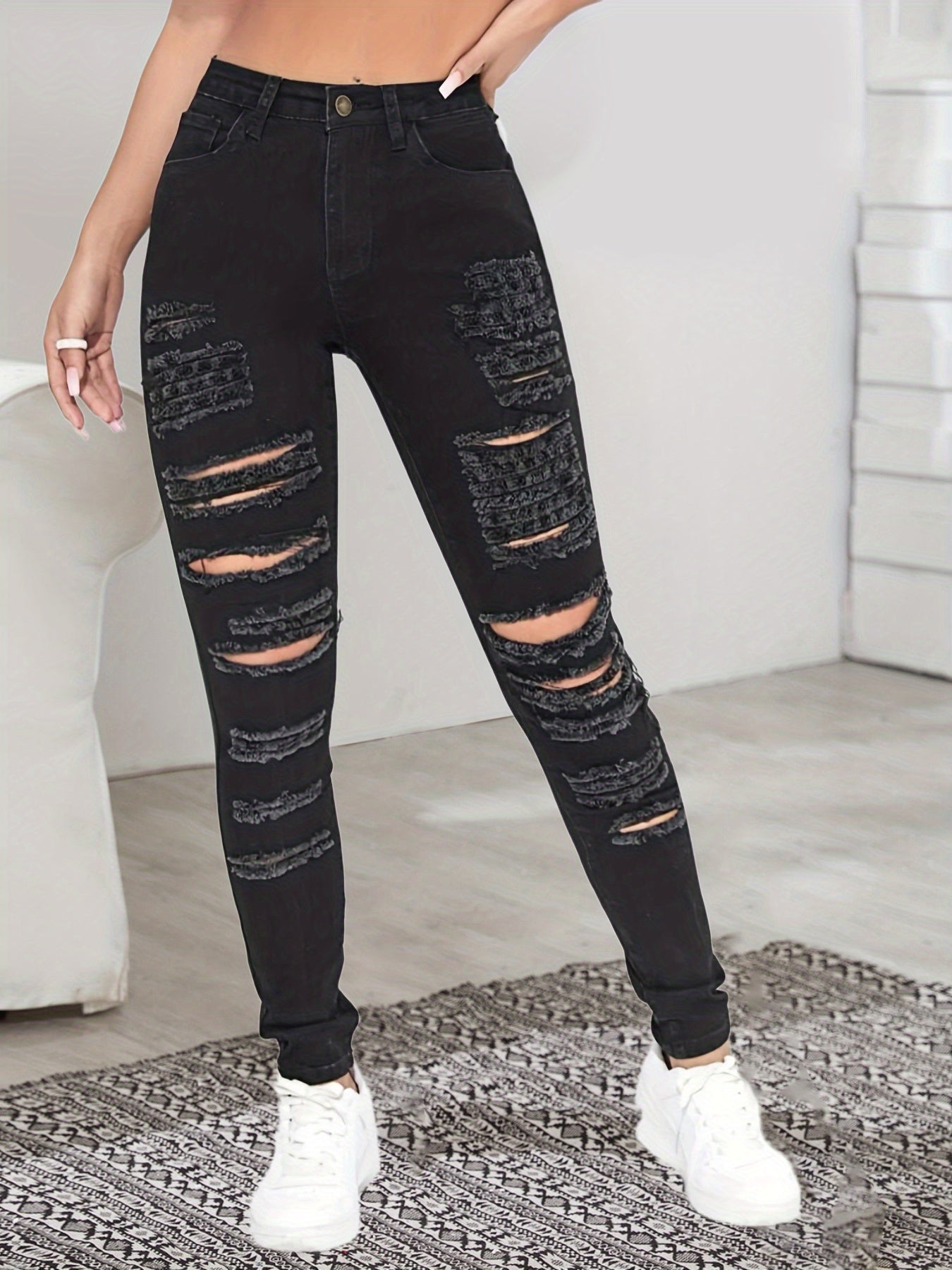 Women's Ripped Skinny Y2K Jeans