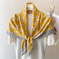 Floral Print Shawl Large Satin Square Scarf Bandana Turban