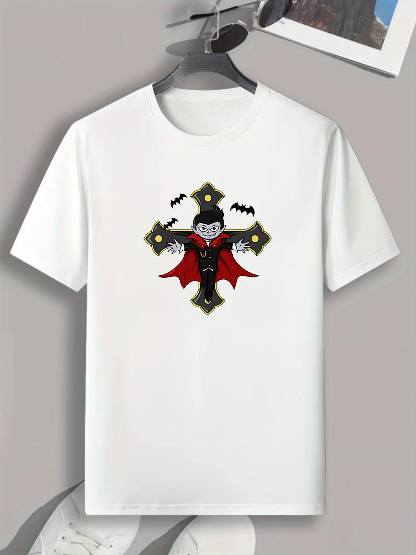 Cartoon Boy On Cross Print Men's Graphic T-shirt