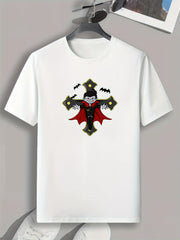 Cartoon Boy On Cross Print Men's Graphic T-shirt