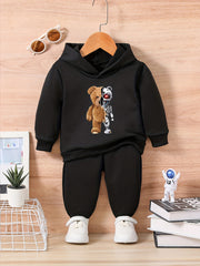 Kids Boys Robot & Bear Graphic Sweatshirt Set Casual Outfit