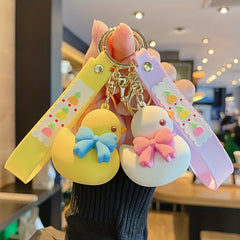 Cartoon Duck Keychain Pendant with Silicone Strap