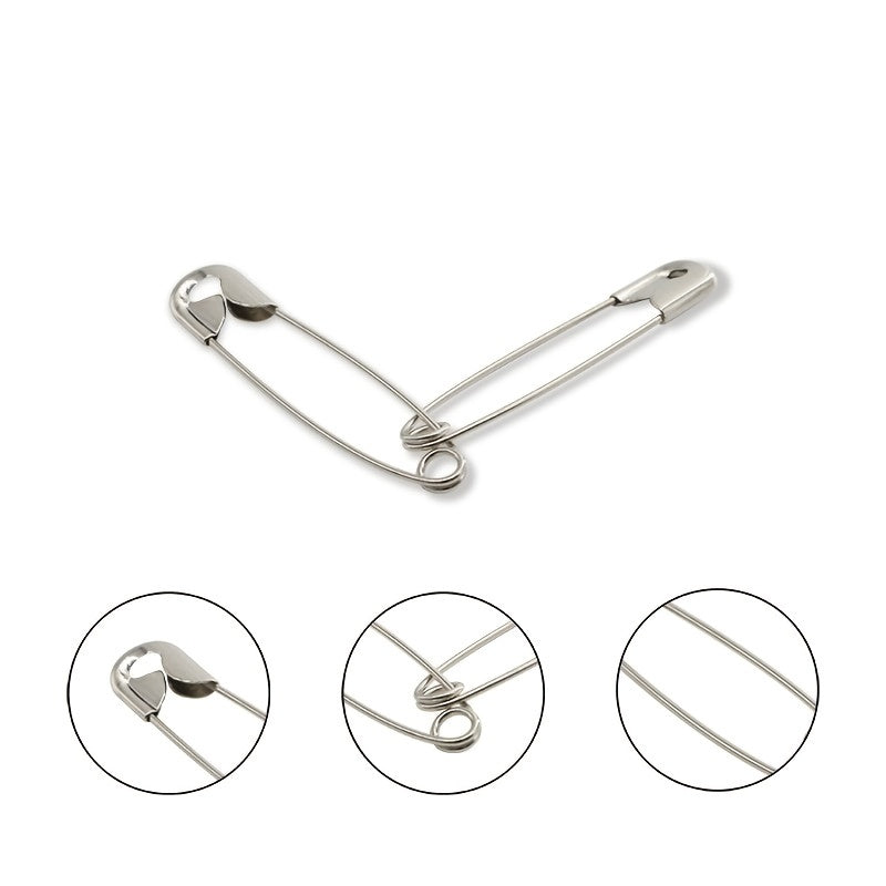 150pcs Safety Pins 4 Sizes Metal Silvery Sewing Supplies
