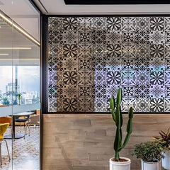 Retro Pattern Electrostatic Glass Window Film Decorative Window Sticker