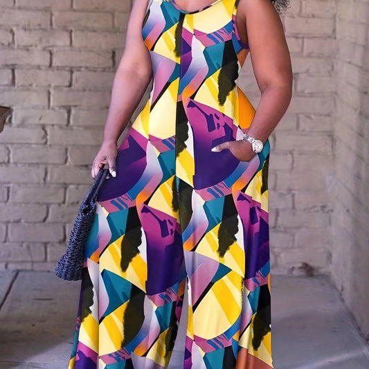 Colorblock V Neck Tank Jumpsuit
