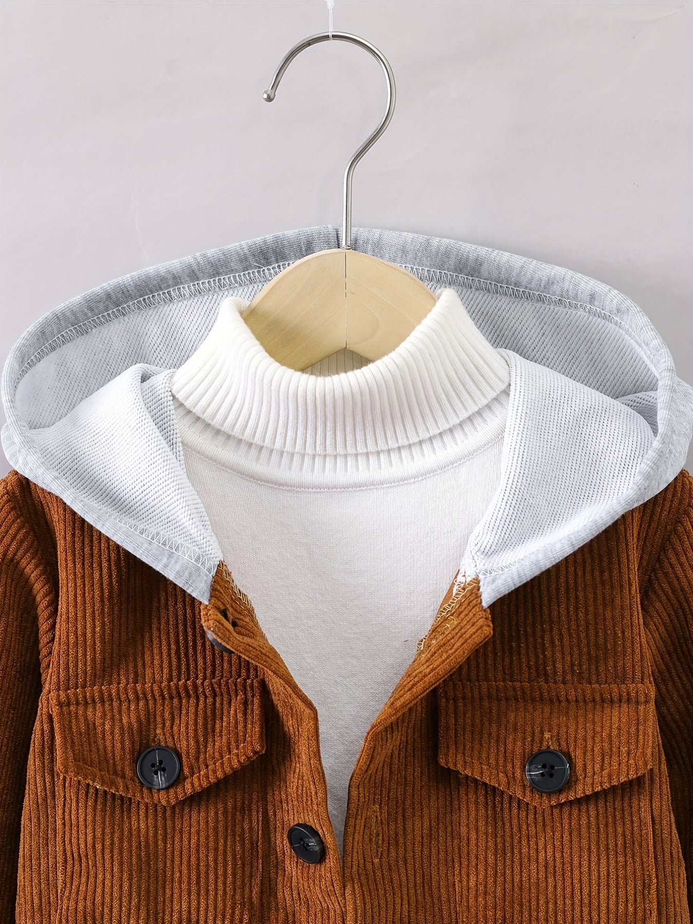 Boys Button Down Hoodie Jacket Kids Spring Fall