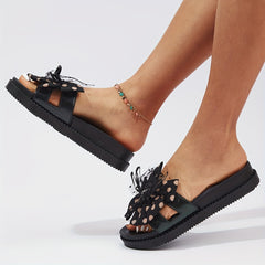 Women's Bowknot Slide Sandals Comfortable Open Toe Slip On Shoes