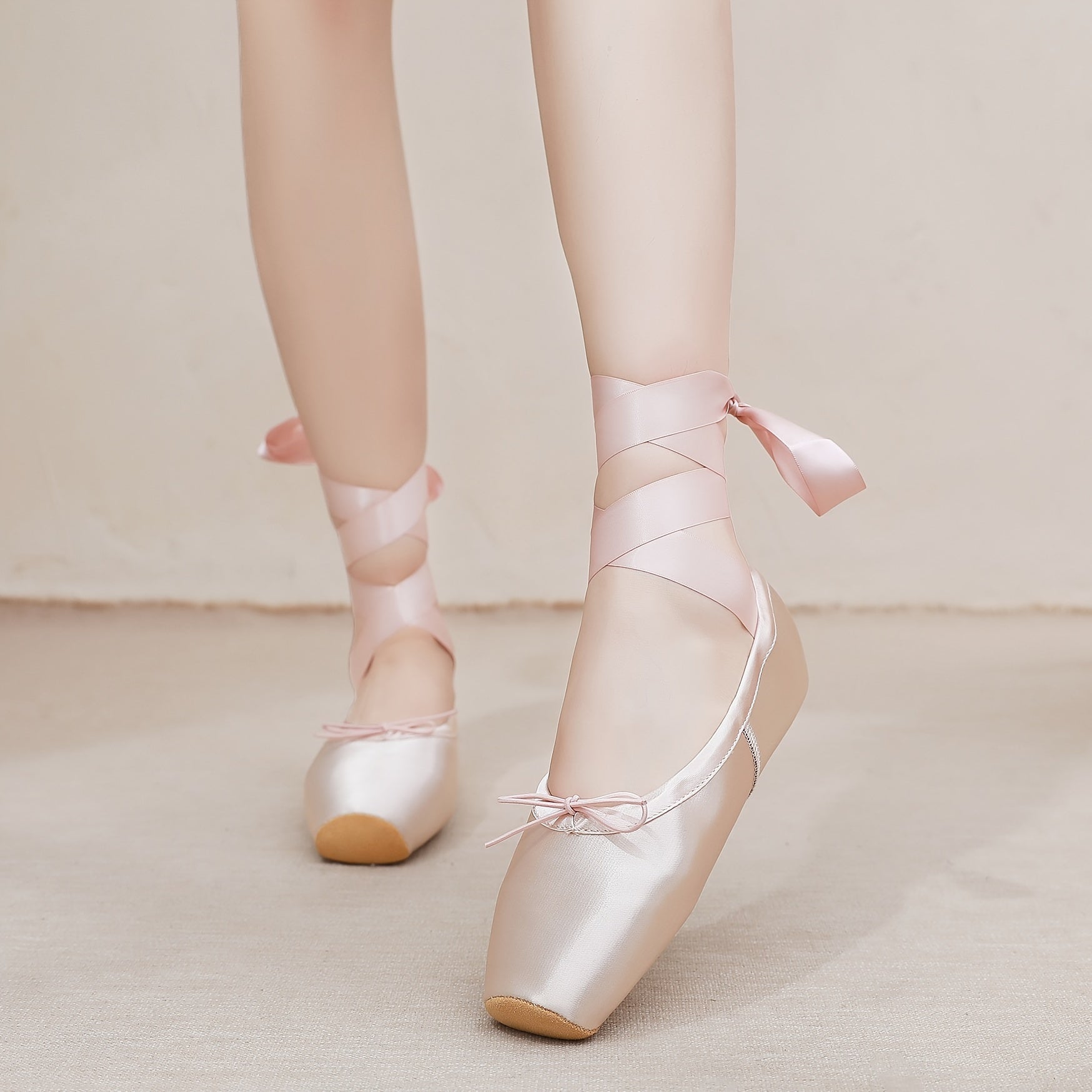 Womens Satin Ballet Shoes Leather Sole Comfortable Dance Shoes