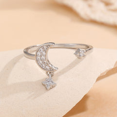 Moon Star Ring Inlaid Zircons Light Jewelry For Female