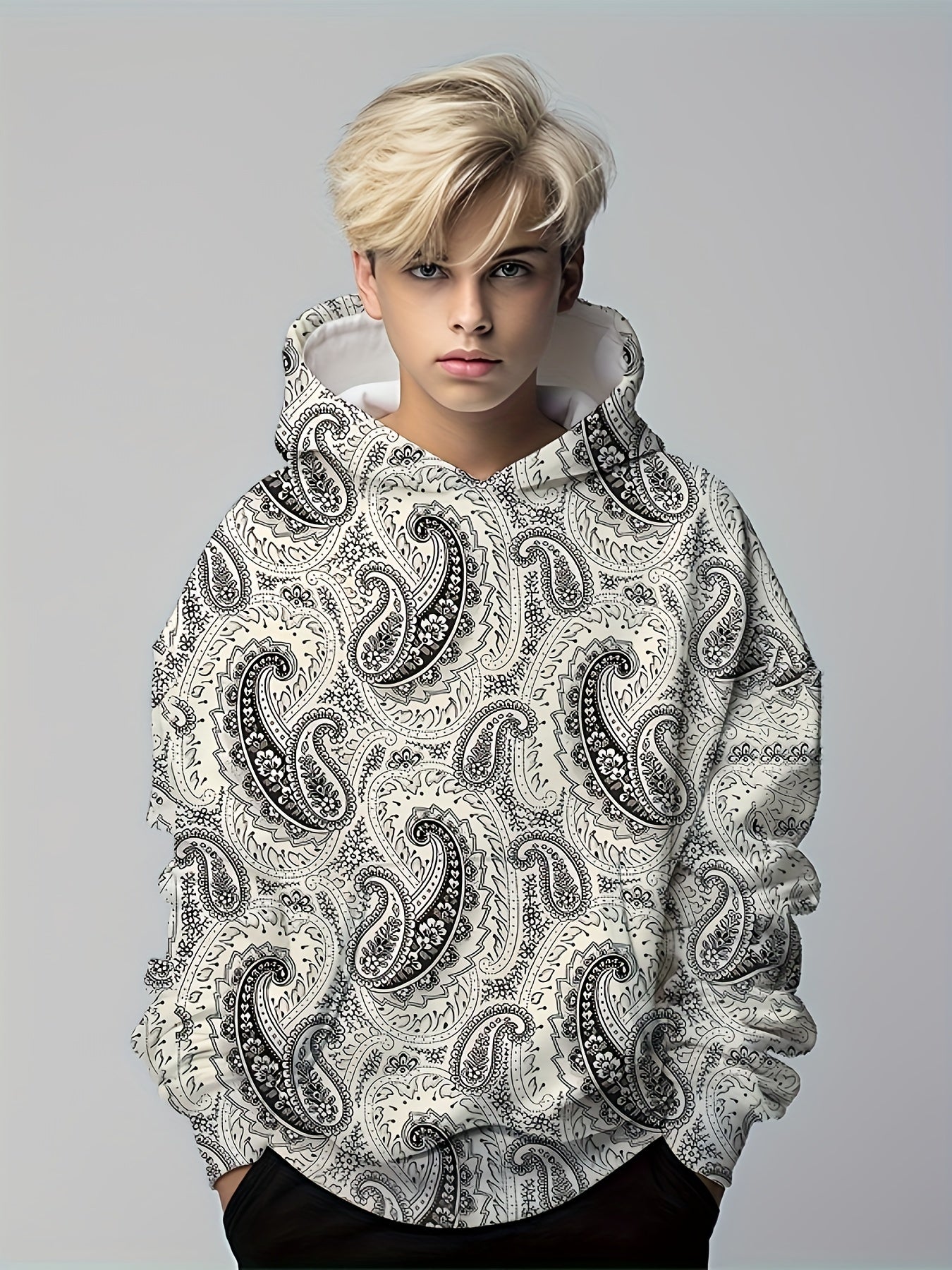 Paisley 3D Print Hoodie Kids Hip Hop Sports Casual Tops