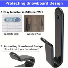 2pcs Horizontal Snowboard Wall Hanging Clamp - Snowboard Storage Hook