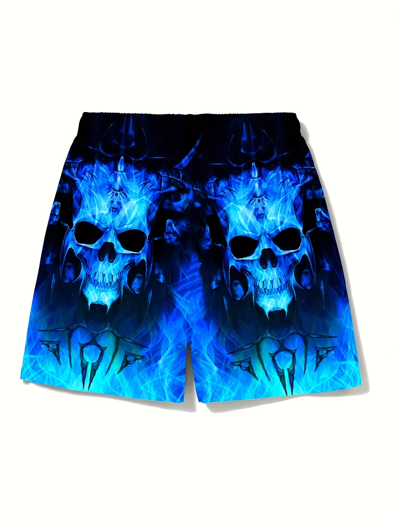 Men's Fiery Skull Graphic Shorts Elastic Waist Stretch Summer Outdoor Wear