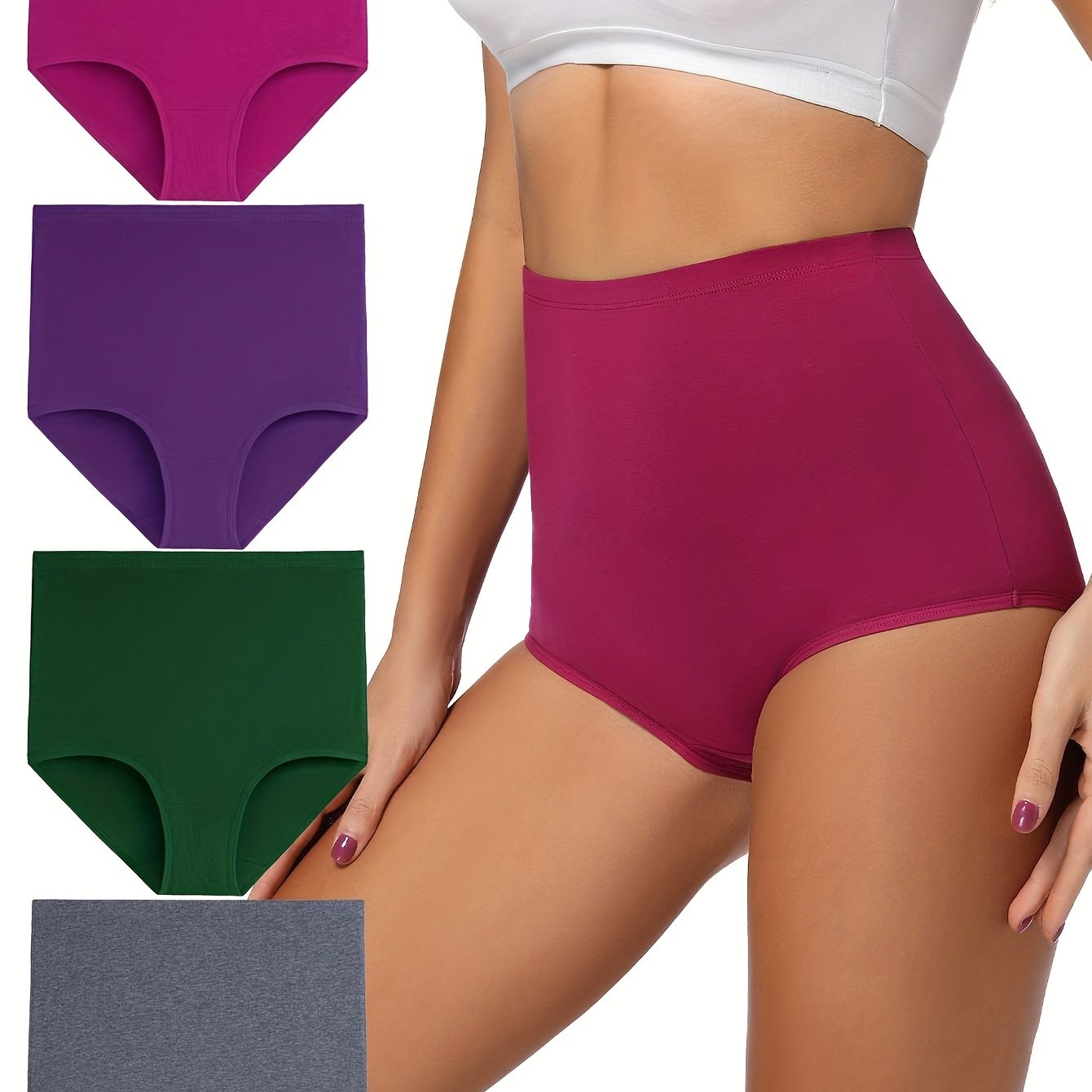 Women's Plus Seamless High Rise Comfort Briefs 4pcs Set