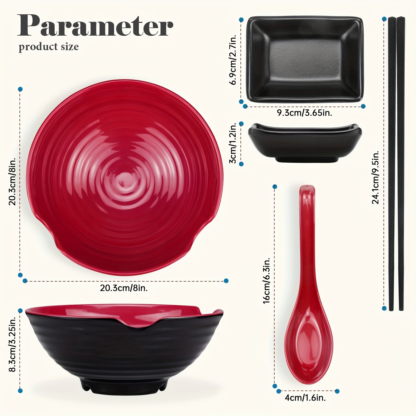 4-in-1 Tableware Set with Bowls, Chopsticks, Sauce Trays, and Spoons