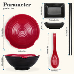 4-in-1 Tableware Set with Bowls, Chopsticks, Sauce Trays, and Spoons
