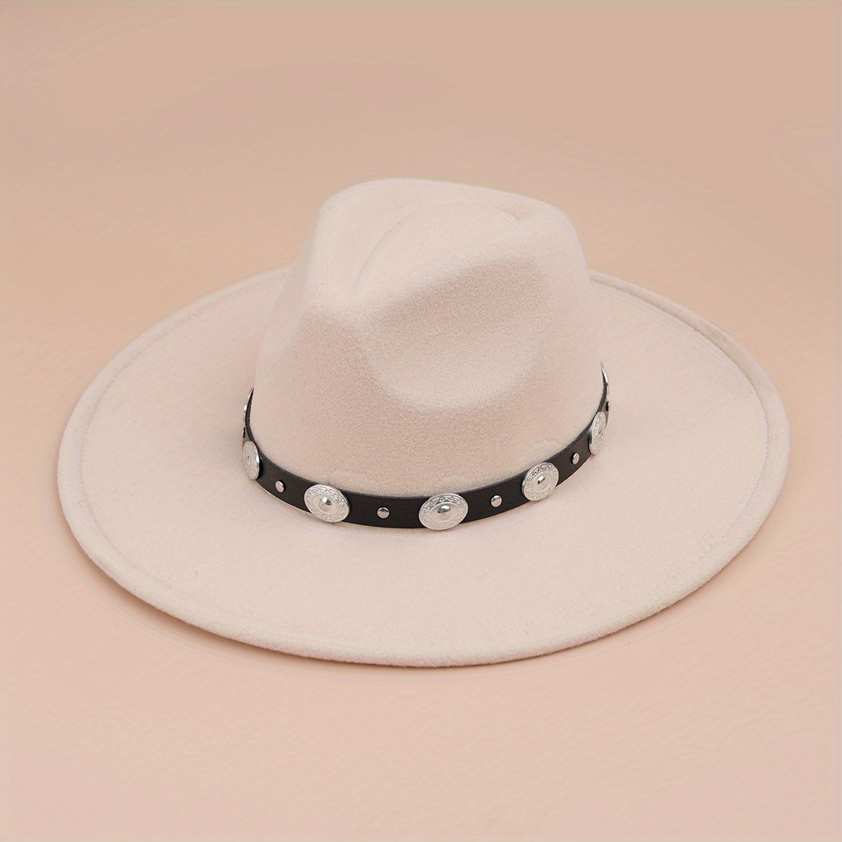 Boho Chain Decor Cowboy Hat Unisex Fedora Cap Lightweight Western Cowgirl Felt