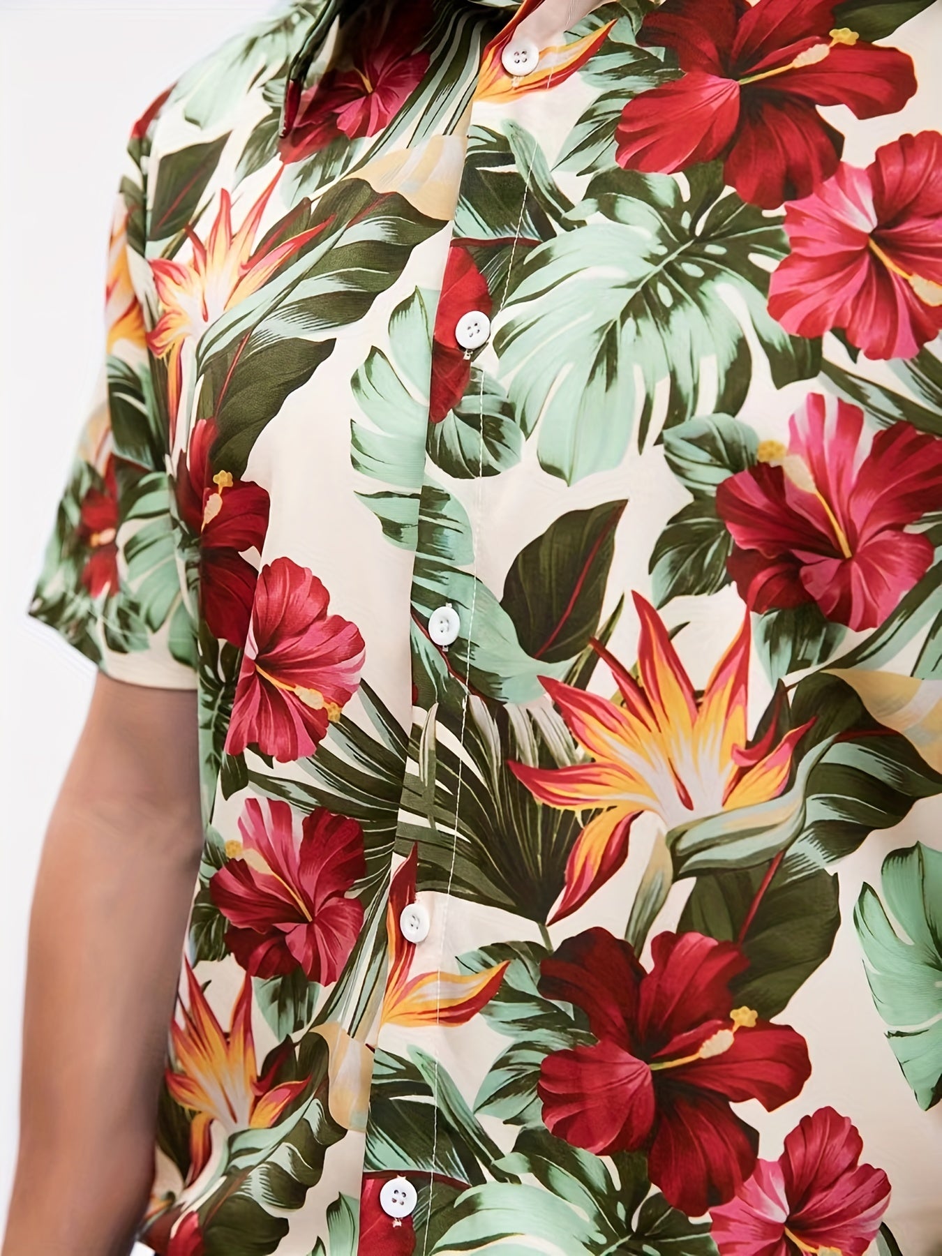 Men's Floral Pattern Short Sleeve Hawaii Shirt