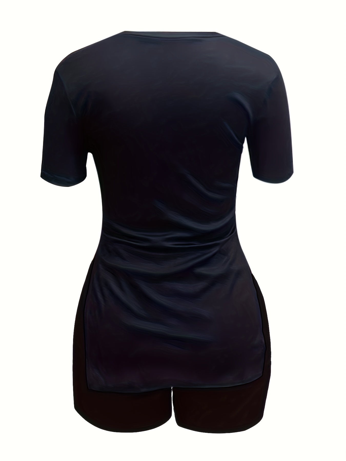 Casual Lip Print Short Sleeve T-shirt & Skinny Shorts Set