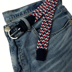 Red Mix Suede Elastic Belt For Kids & Teens