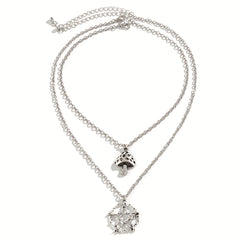 Halloween Punk Style Double Layer Star Mushroom Pendant Necklace
