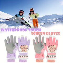 Winter Cartoon Skiing Gloves Warm Touch Screen Outdoor Playing Gloves