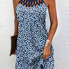 Criss Cross Sleeveless Tank Dress Women's Clothing