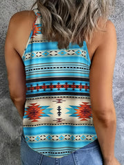 Geometric Print Halter Neck Top Sleeveless Summer Casual