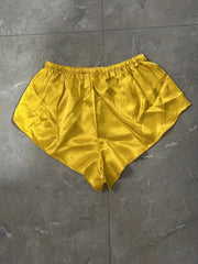 Soft Satin Sleep Bottoms Elastic Waistband Shorts Women's Sleepwear