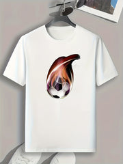 Soccer Pattern Print Men's Sports T-shirt, Outdoor Summer Wear, Fitness Gift
