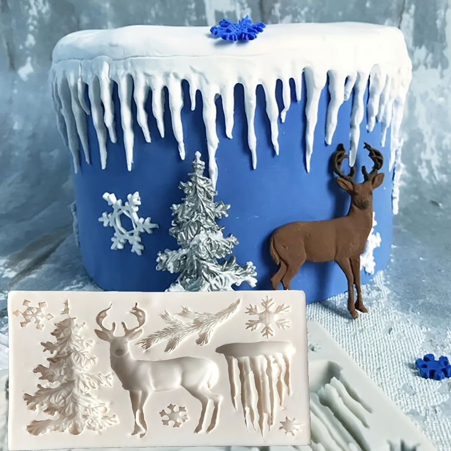 Christmas Elk Silicone Mold 3D Winter Deer Candy Chocolate DIY Baking Tool