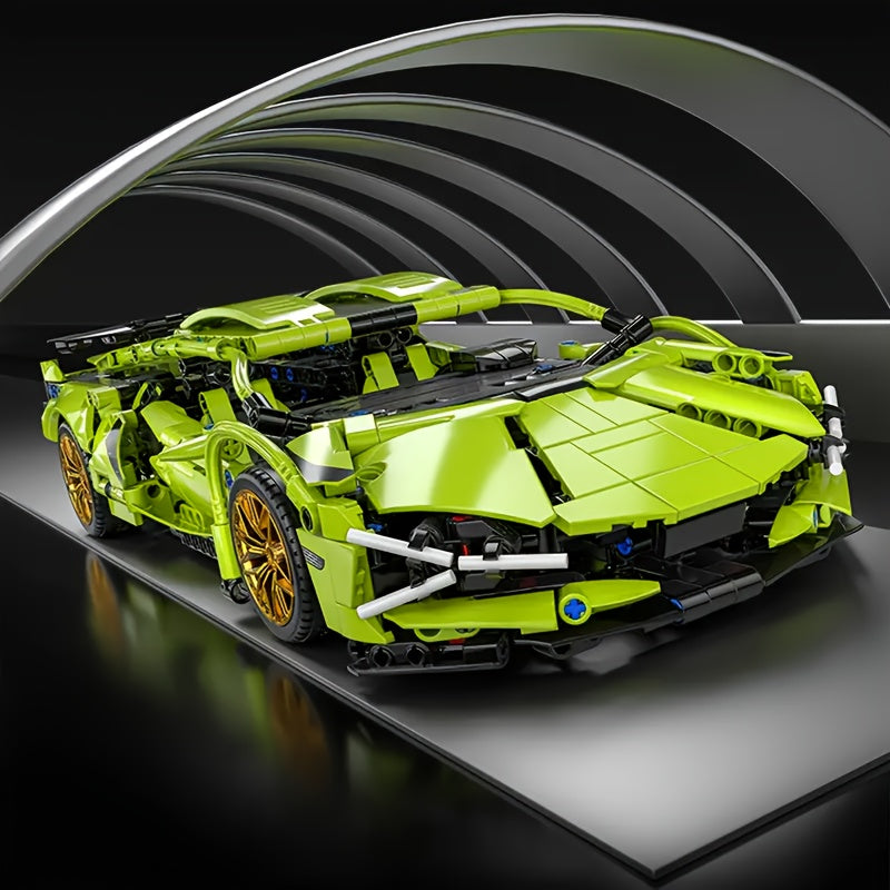 Creative Green Sports Car Building Block Model - DIY Fun Gift