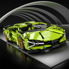 Creative Green Sports Car Building Block Model - DIY Fun Gift
