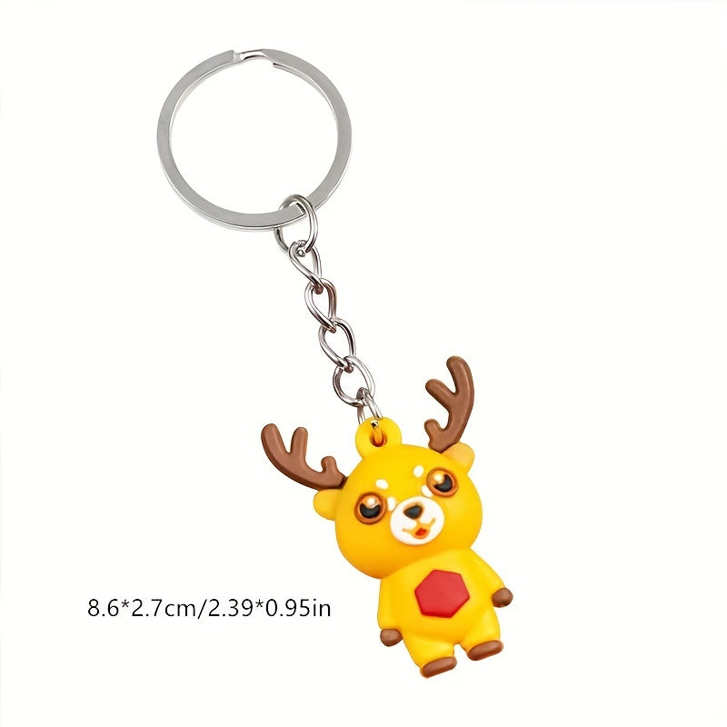 10pcs Cartoon 3D Christmas Key Chain Santa Claus Keychain Pendant