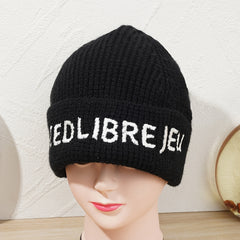 Embroidery Beanie Hat for Women Men Casual Knit