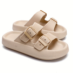 Men's Cozy Slides with Double Hook & Loop Fasteners