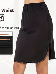 Lace Trim Solid Skirt Sexy Half Slips Petticoat Women's Underwear