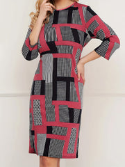 Colorblock Geometric Print Mini Dress