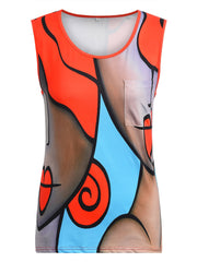 Abstract Print Tank Top Sleeveless Summer Casual