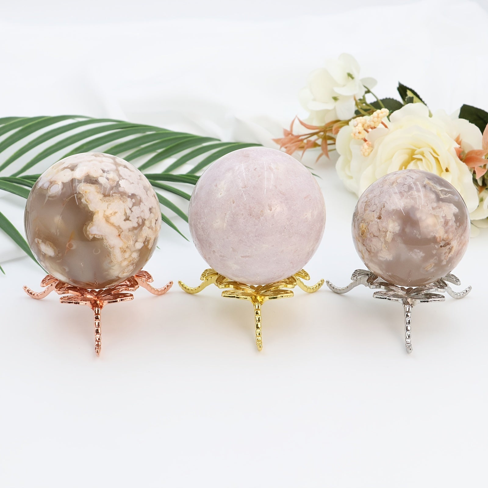 Crystal Ball Home Decor with 3 Dragonfly Bases